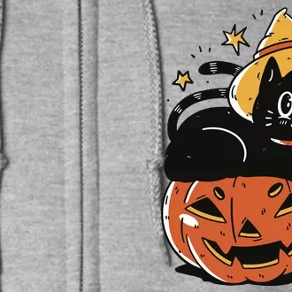 Pumpkin Cat Halloween Cute Festive Full Zip Hoodie