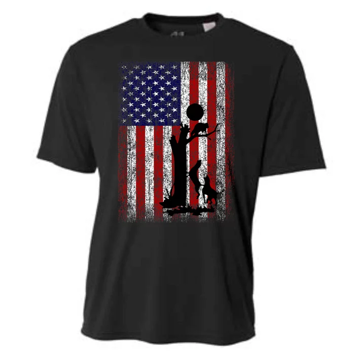 Patriotic Coon Hunting Dogs American Flag Cooling Performance Crew T-Shirt