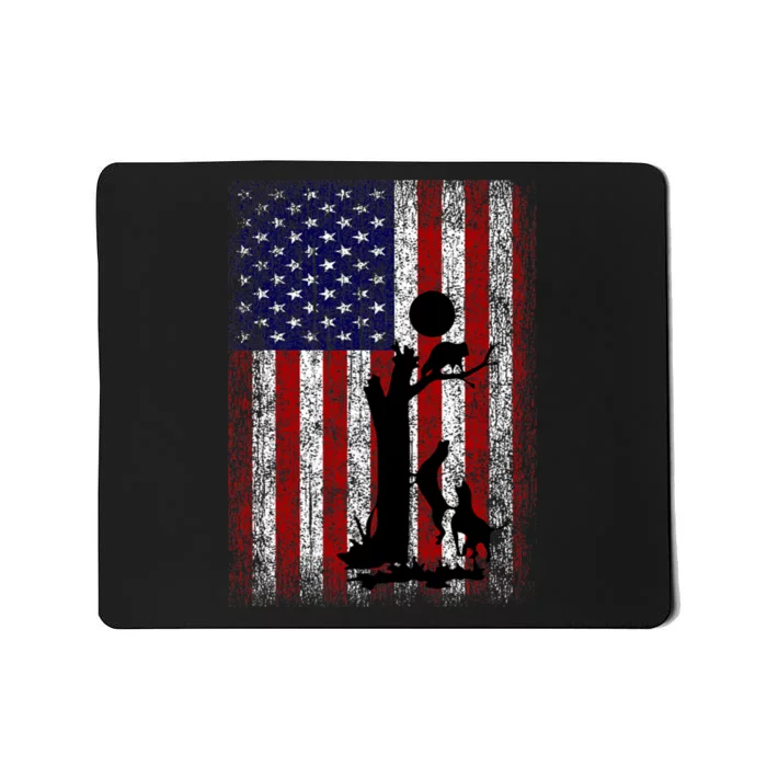 Patriotic Coon Hunting Dogs American Flag Mousepad