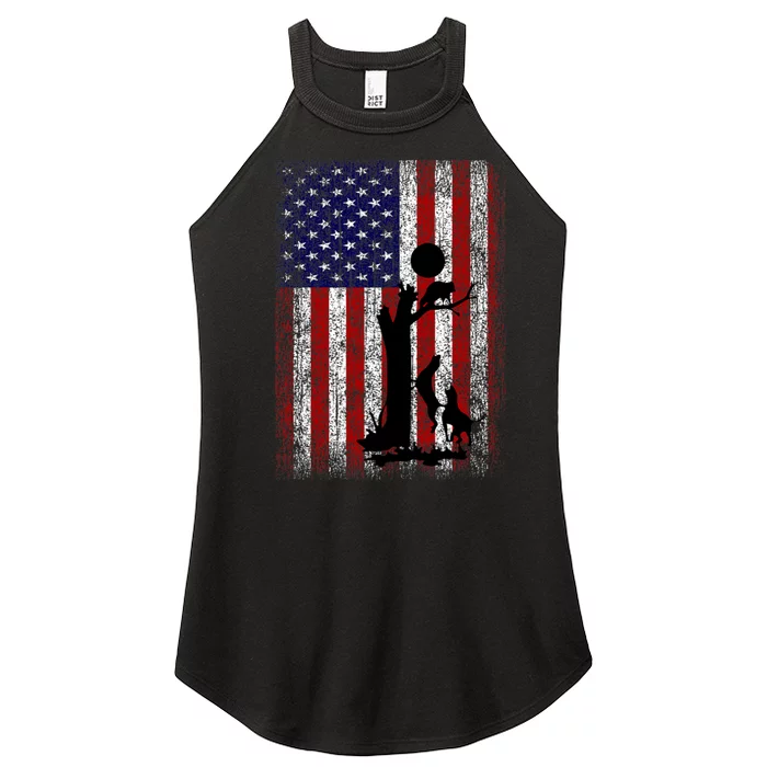 Patriotic Coon Hunting Dogs American Flag Women’s Perfect Tri Rocker Tank