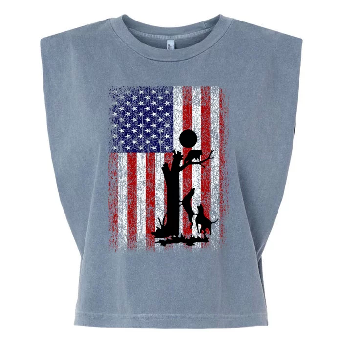 Patriotic Coon Hunting Dogs American Flag Garment-Dyed Women's Muscle Tee