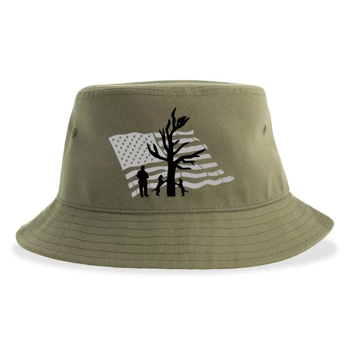 Patriotic Coon Hunting Dogs American Flag Gift Sustainable Bucket Hat