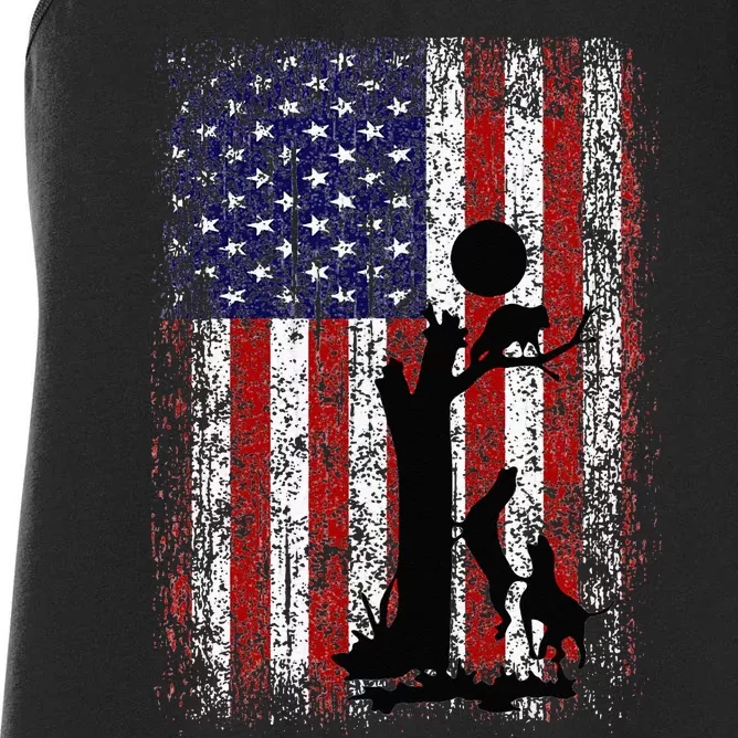 Patriotic Coon Hunting Dogs American Flag Women's Racerback Tank