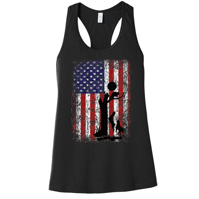 Patriotic Coon Hunting Dogs American Flag Women's Racerback Tank