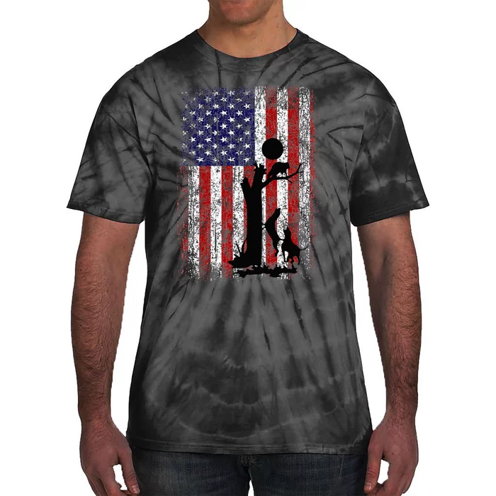 Patriotic Coon Hunting Dogs American Flag Tie-Dye T-Shirt