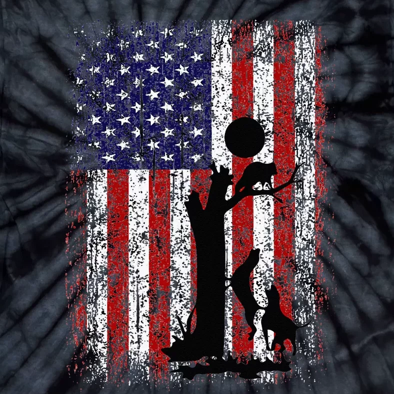 Patriotic Coon Hunting Dogs American Flag Tie-Dye T-Shirt