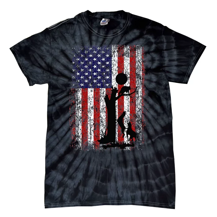 Patriotic Coon Hunting Dogs American Flag Tie-Dye T-Shirt