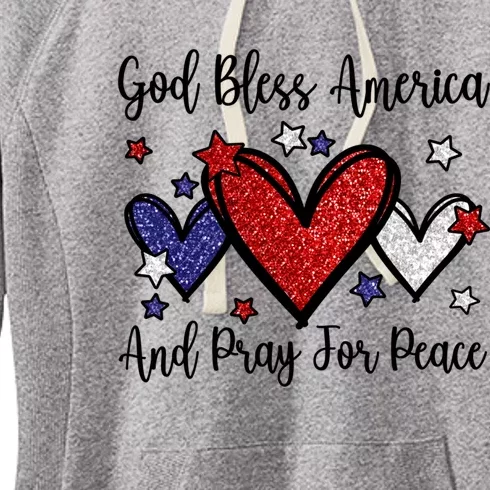 Patriotic Christian Hearts Pray For Peace God Bless America Gift Women's Fleece Hoodie