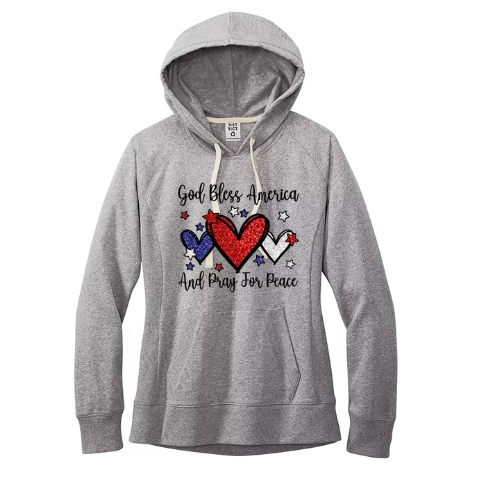 Patriotic Christian Hearts Pray For Peace God Bless America Gift Women's Fleece Hoodie