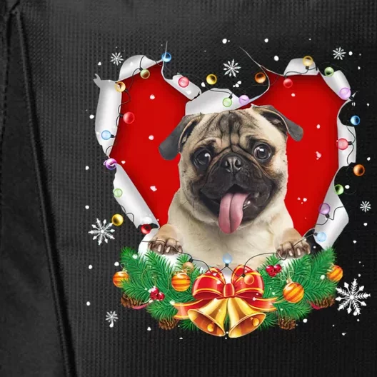 Pug Christmas Heart Santa Dog Lovers Ugly Sweater Xmas Cute Gift City Backpack