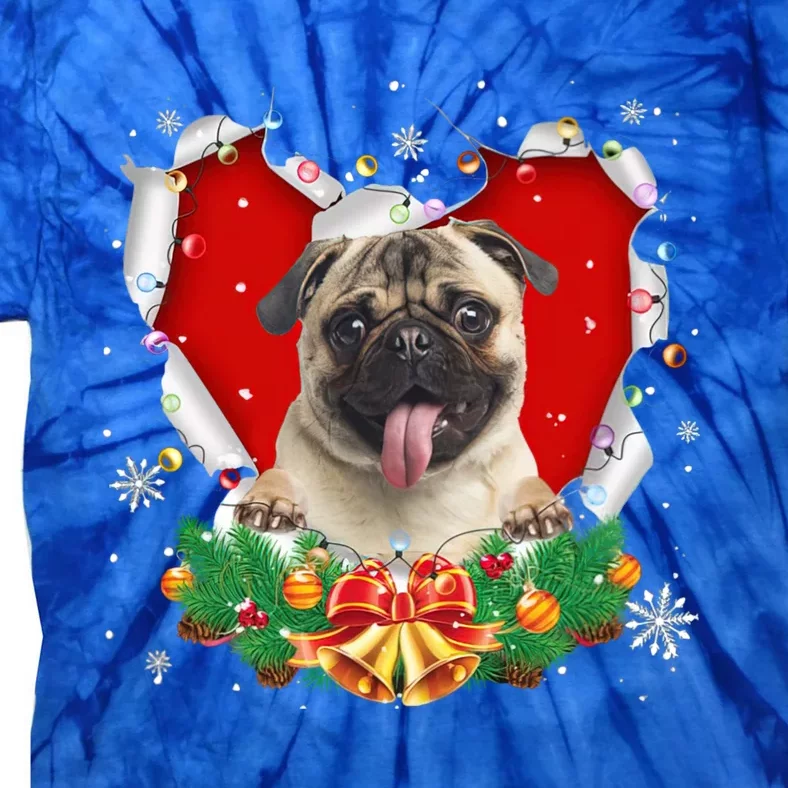 Pug Christmas Heart Santa Dog Lovers Ugly Sweater Xmas Cute Gift Tie-Dye T-Shirt