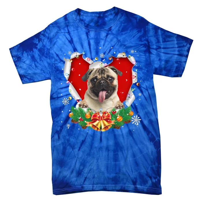 Pug Christmas Heart Santa Dog Lovers Ugly Sweater Xmas Cute Gift Tie-Dye T-Shirt