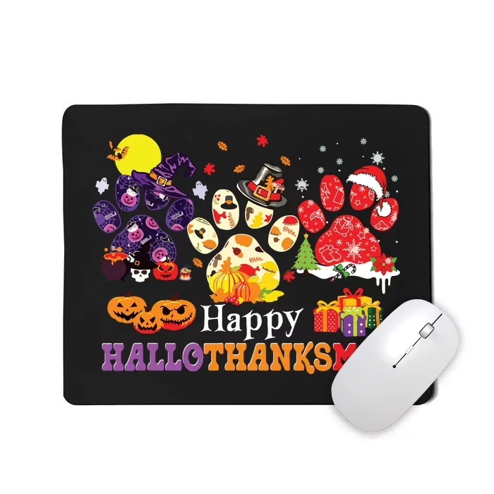 Paw Cat Happy Hallothanksmas Halloween Thanksgiving Xmas Mousepad