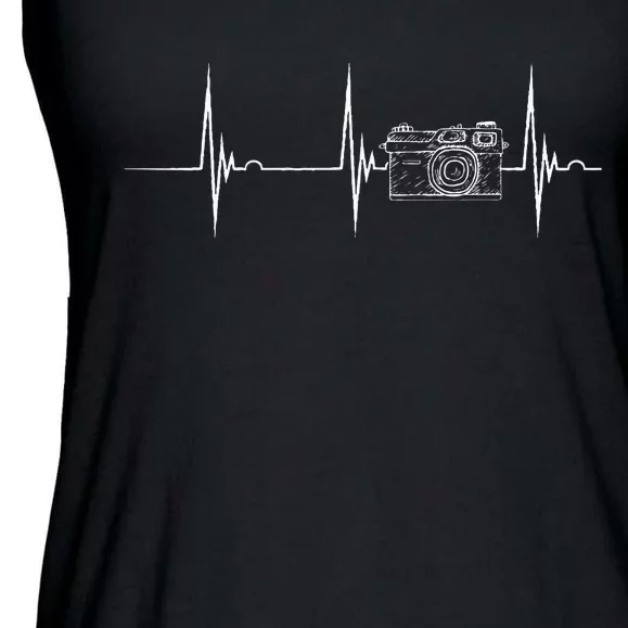 Photographer Camera Heartbeat EKG Pulse Photography Lover Ladies Essential Flowy Tank