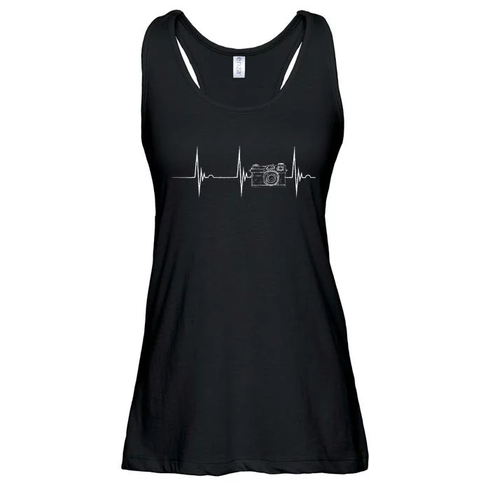 Photographer Camera Heartbeat EKG Pulse Photography Lover Ladies Essential Flowy Tank