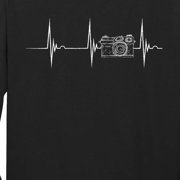 Photographer Camera Heartbeat EKG Pulse Photography Lover Tall Long Sleeve T-Shirt