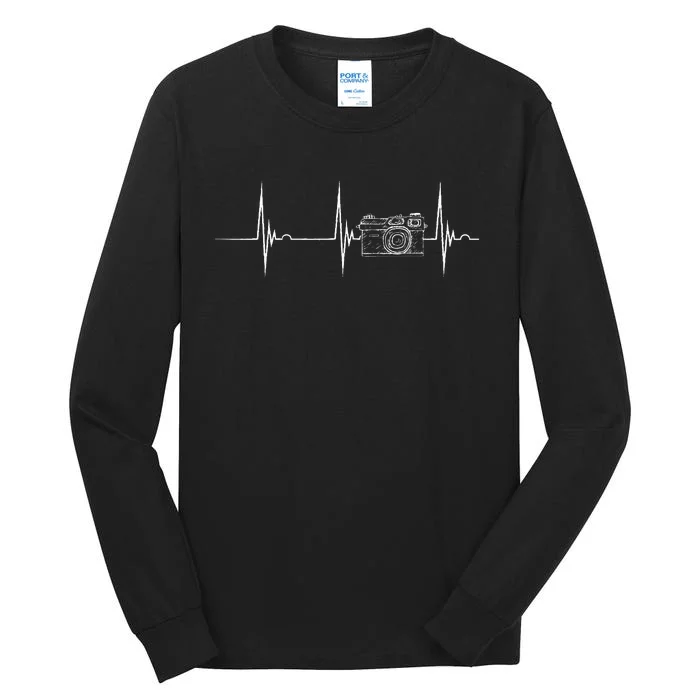 Photographer Camera Heartbeat EKG Pulse Photography Lover Tall Long Sleeve T-Shirt