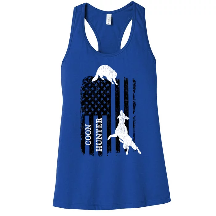 Patriotic Coon Hunting Dogs American Flag Gift Women's Racerback Tank