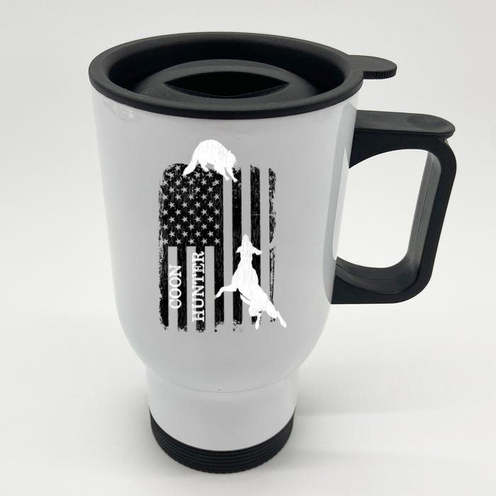 Patriotic Coon Hunting Dogs American Flag Gift Front & Back Stainless Steel Travel Mug