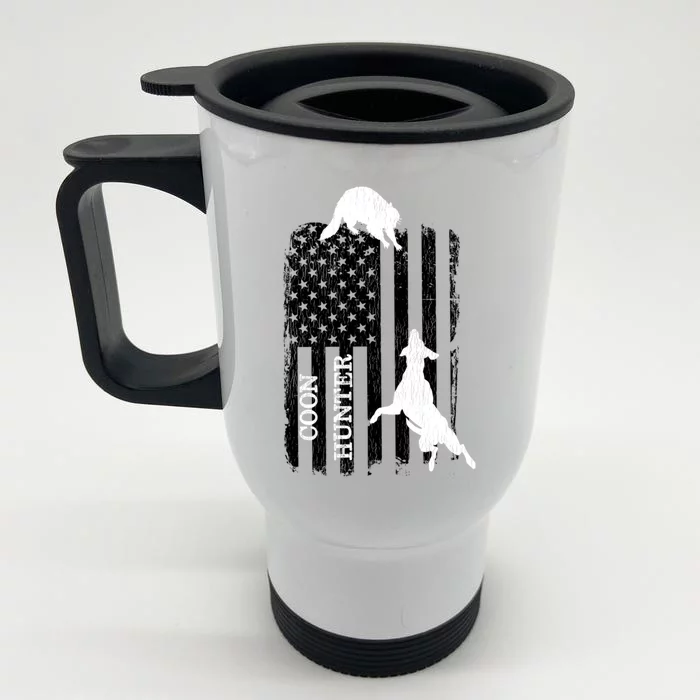 Patriotic Coon Hunting Dogs American Flag Gift Front & Back Stainless Steel Travel Mug