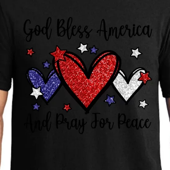 Patriotic Christian Hearts Pray For Peace God Bless America Gift Pajama Set