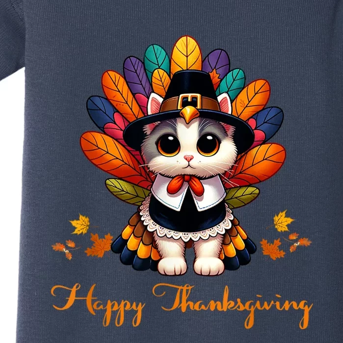 Pilgrim Cat In Turkey Disguise Turkey Costume Thanksgiving Baby Bodysuit