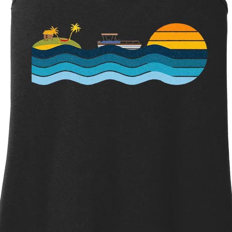 Pontoon Captain Island Sunset Pontoon Boat Summer Relaxing Ladies Essential Tank