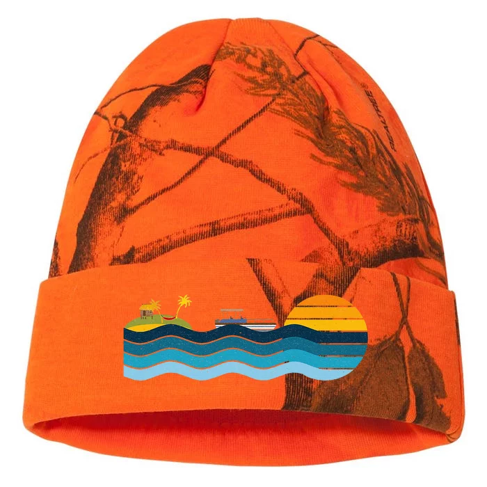 Pontoon Captain Island Sunset Pontoon Boat Summer Relaxing Kati - 12in Camo Beanie