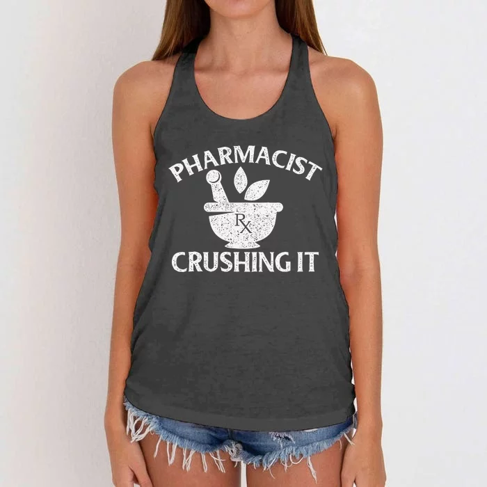 Pharmacist Crushing It Pharmacy Technician Pharmaceutical Women's Knotted Racerback Tank