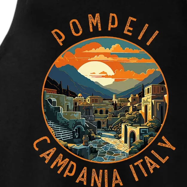 Pompeii Campania Italy Retro Distressed Circle Ladies Tri-Blend Wicking Tank