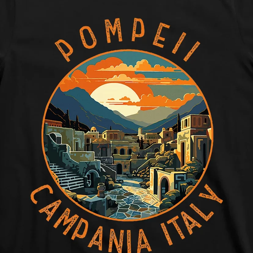 Pompeii Campania Italy Retro Distressed Circle T-Shirt