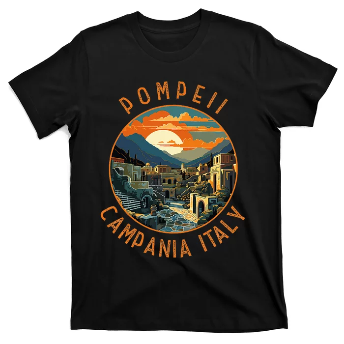 Pompeii Campania Italy Retro Distressed Circle T-Shirt