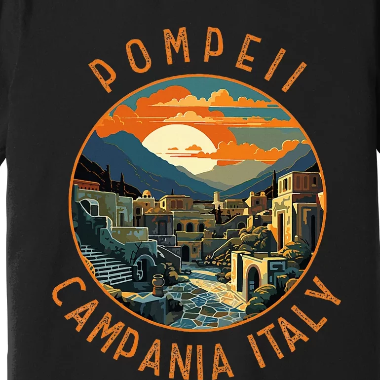 Pompeii Campania Italy Retro Distressed Circle Premium T-Shirt