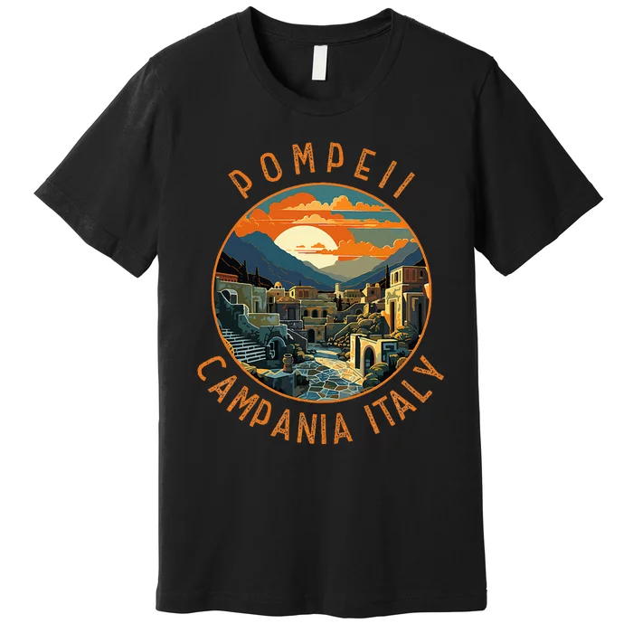 Pompeii Campania Italy Retro Distressed Circle Premium T-Shirt