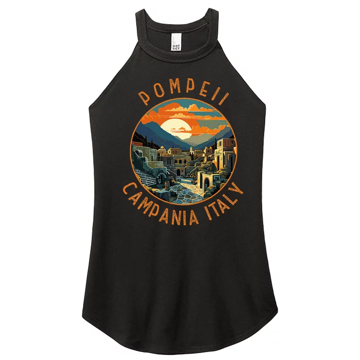 Pompeii Campania Italy Retro Distressed Circle Women’s Perfect Tri Rocker Tank