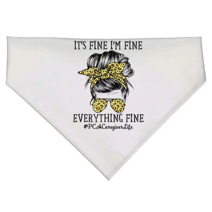 PCA Caregiver It's Fine I'm Fine and Everything's Fine USA-Made Doggie Bandana