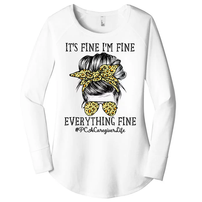 PCA Caregiver It's Fine I'm Fine and Everything's Fine Women's Perfect Tri Tunic Long Sleeve Shirt