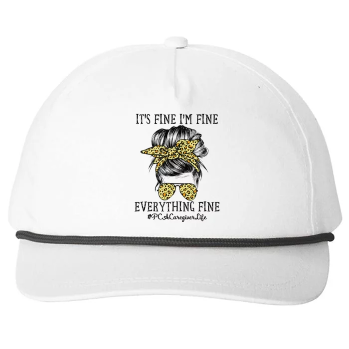 PCA Caregiver It's Fine I'm Fine and Everything's Fine Snapback Five-Panel Rope Hat