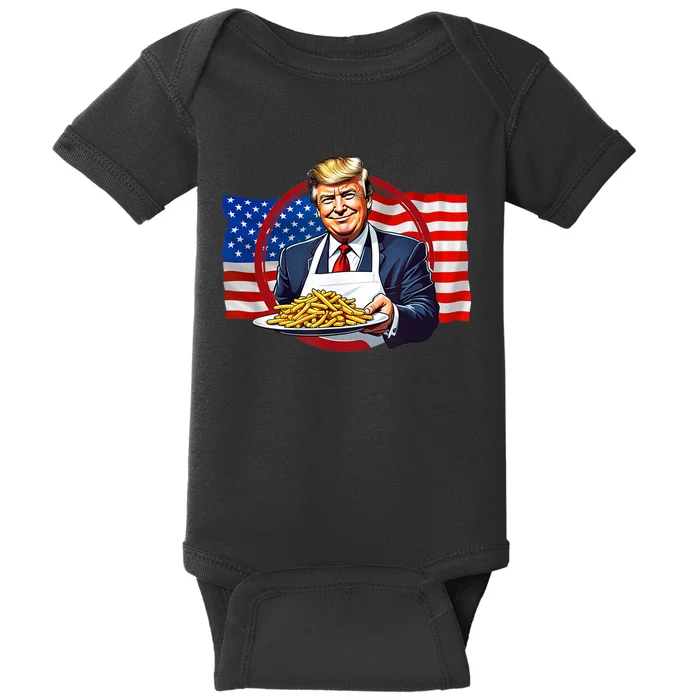 Patriotic Chef Illustration With American Flag Baby Bodysuit