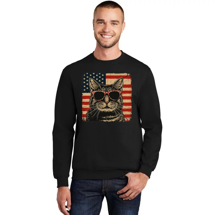 Patriotic Cat Independence Day Celebration Sweatshirt