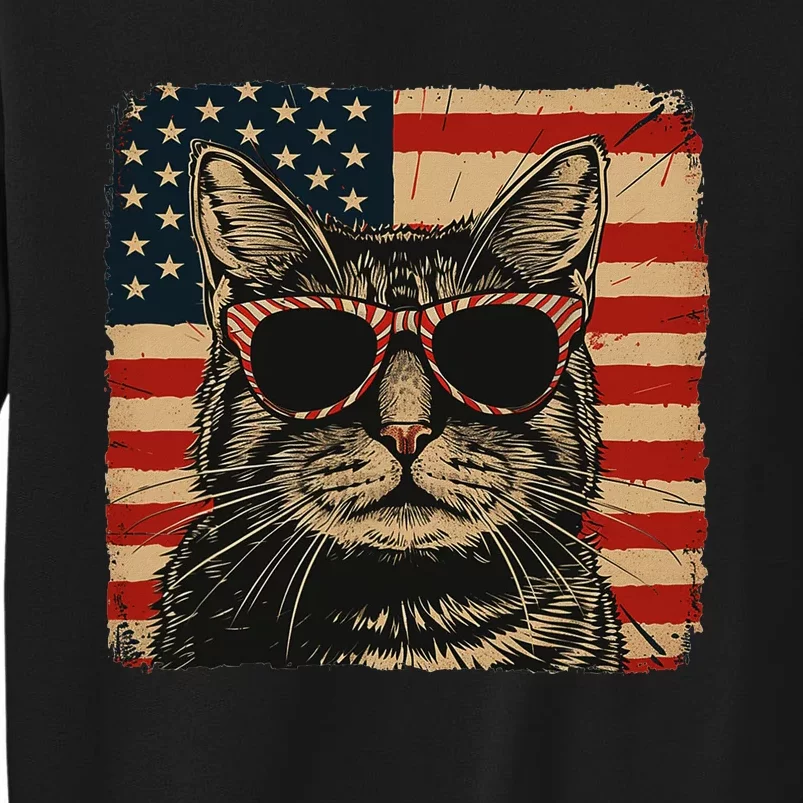 Patriotic Cat Independence Day Celebration Tall Sweatshirt