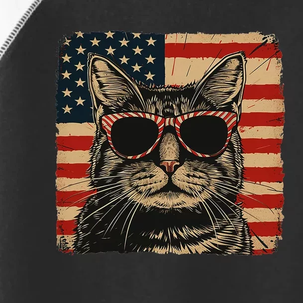 Patriotic Cat Independence Day Celebration Toddler Fine Jersey T-Shirt