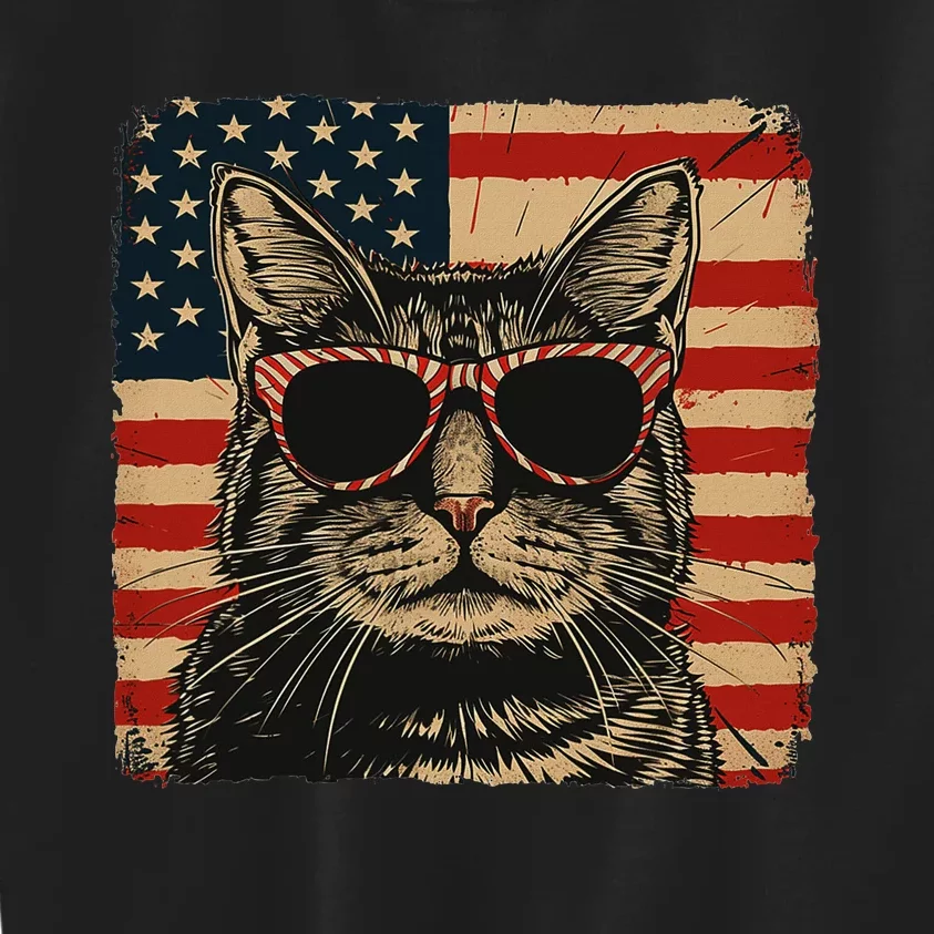 Patriotic Cat Independence Day Celebration Kids Sweatshirt