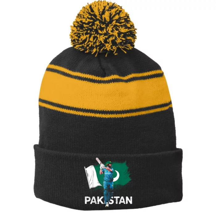 Pakistan Cricket Jersey 2024 Cricket Flag Of Pakistan Stripe Pom Pom Beanie