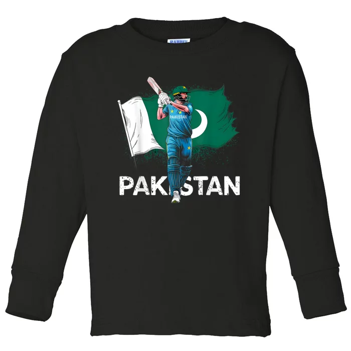 Pakistan Cricket Jersey 2024 Cricket Flag Of Pakistan Toddler Long Sleeve Shirt