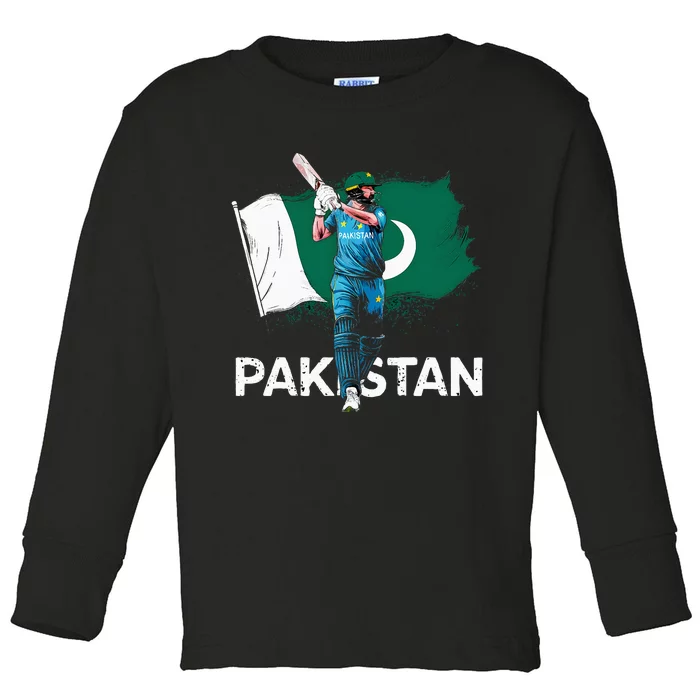 Pakistan Cricket Jersey 2024 Cricket Flag Of Pakistan Toddler Long Sleeve Shirt