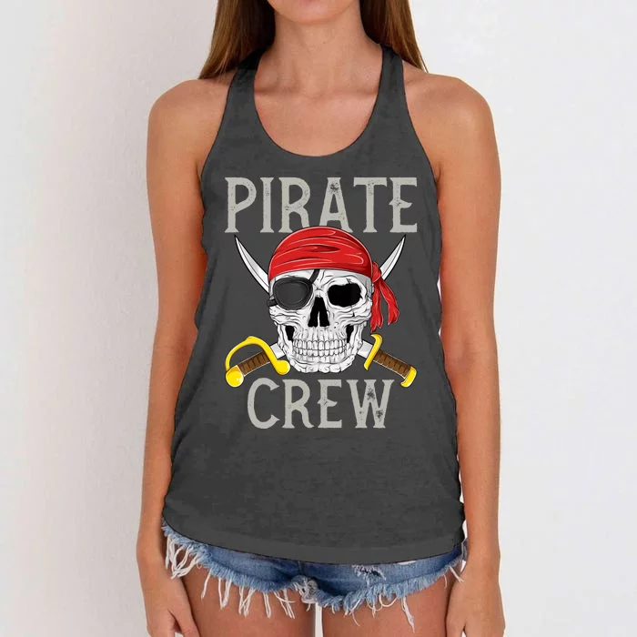 Pirate Crew Jolly Roger Flag Skull Family Matching Pirates Women's Knotted Racerback Tank