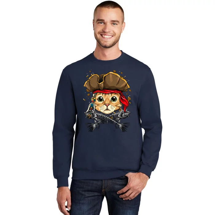 Pirate Cat Jolly Roger Flag Nautical Sailors Pet Cat Lover Sweatshirt