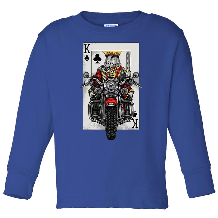 Playing Card King Riding A Road Motorcycle Toddler Long Sleeve Shirt