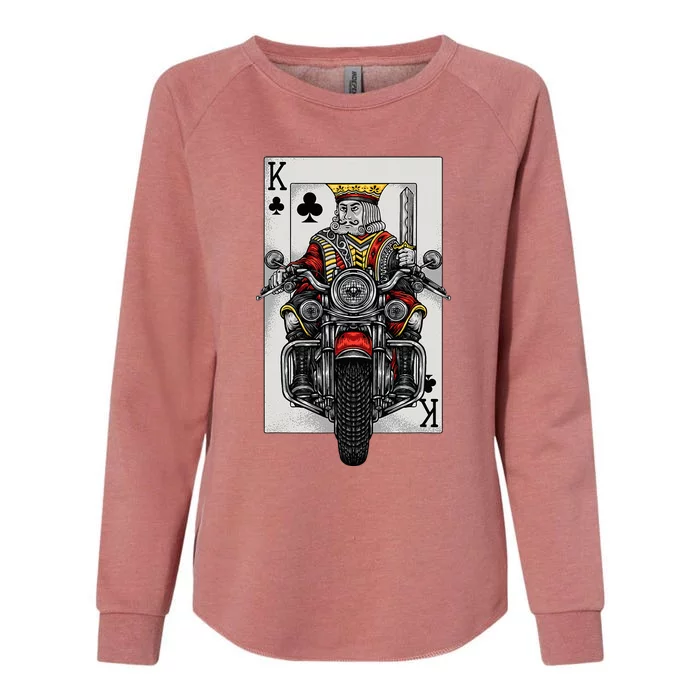 Playing Card King Riding A Road Motorcycle Womens California Wash Sweatshirt